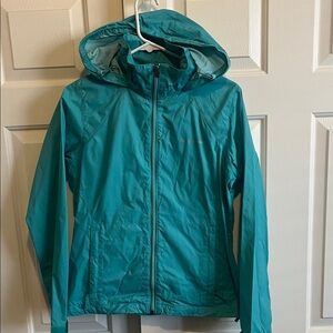 Columbia Teal hooded rain Jacket